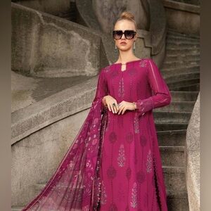 Magenta Embroidered Dress Brand Maria B Indian Pakistani